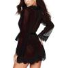 imageRSLOVE Women Lace Kimono Robe Sexy Babydoll Lingerie Mesh Cover Up Bridal LingerieBlack