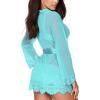 imageRSLOVE Women Lace Kimono Robe Sexy Babydoll Lingerie Mesh Cover Up Bridal LingerieLight Blue