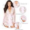 imageRSLOVE Women Lace Kimono Robe Sexy Babydoll Lingerie Mesh Cover Up Bridal LingerieWhite