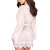 imageRSLOVE Women Lace Kimono Robe Sexy Babydoll Lingerie Mesh Cover Up Bridal LingerieWhite