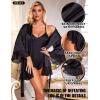 imageRSLOVE Women Sexy Lingerie Set  2 Piece Lace Kimono with Teddy Lingerie Satin Robe Set Bodysuit NightgownBlack