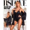 imageRSLOVE Women Sexy Lingerie Set  2 Piece Lace Kimono with Teddy Lingerie Satin Robe Set Bodysuit NightgownBlack