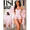 imageRSLOVE Women Sexy Lingerie Set  2 Piece Lace Kimono with Teddy Lingerie Satin Robe Set Bodysuit NightgownPink