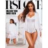 imageRSLOVE Women Sexy Lingerie Set  2 Piece Lace Kimono with Teddy Lingerie Satin Robe Set Bodysuit NightgownWhite