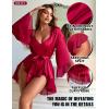 imageRSLOVE Women Sexy Lingerie Set  2 Piece Lace Kimono with Teddy Lingerie Satin Robe Set Bodysuit NightgownWine Red