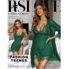 imageRSLOVE Women Sexy Lingerie Set 3 Piece Babydoll ampamp Lace Kimono Robe Strap Chemise Sleepwear Mesh NightgownDark Green