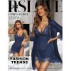 imageRSLOVE Women Sexy Lingerie Set 3 Piece Babydoll ampamp Lace Kimono Robe Strap Chemise Sleepwear Mesh NightgownNavy Blue