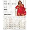 imageRSLOVE Women Sexy Lingerie Set 3 Piece Babydoll ampamp Lace Kimono Robe Strap Chemise Sleepwear Mesh NightgownRed