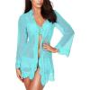 imageRSLOVE Women Lace Kimono Robe Sexy Babydoll Lingerie Mesh Cover Up Bridal LingerieLight Blue