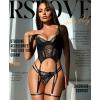 imageRSLOVE Lingerie Set for Women Sexy  3 Piece Lace Push Up Underwire with Garter Outfits Lingerie Bra And Panty Sets BabydollBlack