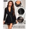imageRSLOVE Lingerie Sets for Women Sexy  3 Piece Babydoll and Lace Kimono Robe Chemise Mesh Nightgown SleepwearBlack