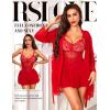 imageRSLOVE Lingerie Sets for Women Sexy  3 Piece Babydoll and Lace Kimono Robe Chemise Mesh Nightgown SleepwearRed