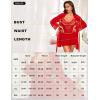 imageRSLOVE Lingerie Sets for Women Sexy  3 Piece Babydoll and Lace Kimono Robe Chemise Mesh Nightgown SleepwearRed