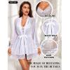 imageRSLOVE Lingerie Sets for Women Sexy  3 Piece Babydoll and Lace Kimono Robe Chemise Mesh Nightgown SleepwearWhite