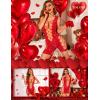 imageRSLOVE Lingerie for Women Sexy Fishnet Bodysuit Sparkle Rhinestone Teddy Babydoll Cut Out Romper ChemiseRed