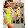 imageRSLOVE Lingerie for Women Sexy Fishnet Bodysuit Sparkle Rhinestone Teddy Babydoll Cut Out Romper ChemiseYellow
