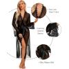imageRSLOVE Lingerie for Women Sexy Long Lace Kimono Robe Mesh Chemise Lace Gown Swimsuit Cover UpBlack