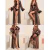 imageRSLOVE Lingerie for Women Sexy Long Lace Kimono Robe Mesh Chemise Lace Gown Swimsuit Cover UpBlack