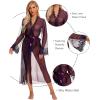 imageRSLOVE Lingerie for Women Sexy Long Lace Kimono Robe Mesh Chemise Lace Gown Swimsuit Cover UpPurple