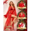 imageRSLOVE Lingerie for Women Sexy Long Lace Kimono Robe Mesh Chemise Lace Gown Swimsuit Cover UpRed