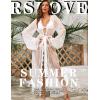 imageRSLOVE Lingerie for Women Sexy Long Lace Kimono Robe Mesh Chemise Lace Gown Swimsuit Cover UpWhite
