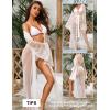 imageRSLOVE Lingerie for Women Sexy Long Lace Kimono Robe Mesh Chemise Lace Gown Swimsuit Cover UpWhite