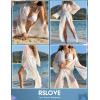 imageRSLOVE Lingerie for Women Sexy Long Lace Kimono Robe Mesh Chemise Lace Gown Swimsuit Cover UpWhite