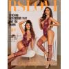 imageRSLOVE Sexy Lingerie for Women Bodysuit  Womens Fishnet Teddy Outfits Mesh Rhinestone Lingerie Set Cut Out Exotic NightwearBurgundy