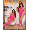 imageRSLOVE Sexy Lingerie for Women Bodysuit  Womens Fishnet Teddy Outfits Mesh Rhinestone Lingerie Set Cut Out Exotic NightwearFluorescent Pink