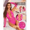 imageRSLOVE Sexy Lingerie for Women Bodysuit  Womens Fishnet Teddy Outfits Mesh Rhinestone Lingerie Set Cut Out Exotic NightwearFluorescent Pink