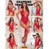 imageRSLOVE Sexy Lingerie for Women Bodysuit  Womens Fishnet Teddy Outfits Mesh Rhinestone Lingerie Set Cut Out Exotic NightwearRed