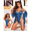 imageRSLOVE Sexy Womens Lingerie Set  2 Piece Lace Kimono Robe with Lace Teddy Lingerie Bodysuit SexyPeacock Blue
