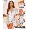 imageRSLOVE Sexy Womens Lingerie Set  2 Piece Lace Kimono Robe with Lace Teddy Lingerie Bodysuit SexyWhite