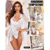 imageRSLOVE Sexy Womens Lingerie Set  2 Piece Lace Kimono Robe with Lace Teddy Lingerie Bodysuit SexyWhite