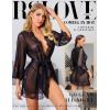 imageRSLOVE Women Lace Kimono Robe Babydoll Chemise Lingerie Bride Robe for Wedding PartyBlack