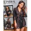 imageRSLOVE Women Lace Kimono Robe Babydoll Chemise Lingerie Bride Robe for Wedding PartyBlack