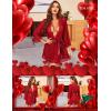 imageRSLOVE Women Lace Kimono Robe Babydoll Chemise Lingerie Bride Robe for Wedding PartyWine Red