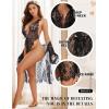 imageRSLOVE Women Sexy Bridal Lingerie Set 2 Piece Lace Robe With Sheer Teddy Babydoll BodysuitBlack