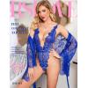 imageRSLOVE Women Sexy Bridal Lingerie Set 2 Piece Lace Robe With Sheer Teddy Babydoll BodysuitBlue