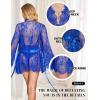 imageRSLOVE Women Sexy Bridal Lingerie Set 2 Piece Lace Robe With Sheer Teddy Babydoll BodysuitBlue