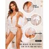 imageRSLOVE Women Sexy Bridal Lingerie Set 2 Piece Lace Robe With Sheer Teddy Babydoll BodysuitWhite