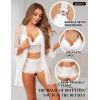 imageRSLOVE Women Sexy Lingerie Set  3 Piece Lace Bra and Panty Sets with Mesh Kimono Robe Nightgown SleepwearWhite