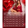 imageRSLOVE Women Sexy Lingerie Set  3 Piece Lace Bra and Panty Sets with Mesh Kimono Robe Nightgown SleepwearWine Red