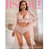 imageRSLOVE Women Sexy Lingerie Set 3 Piece Lace Kimono Robe with Bra and Panty Sheer SleepwearPink