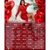 imageRSLOVE Women Sexy Lingerie Set 3 Piece Lace Kimono Robe with Bra and Panty Sheer SleepwearRed