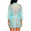 imageRSLOVE Womens Lace Kimono Robe Sexy Babydoll Lingerie Mesh NightgownGreen