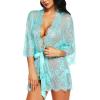 imageRSLOVE Womens Lace Kimono Robe Sexy Babydoll Lingerie Mesh NightgownGreen