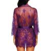 imageRSLOVE Womens Lace Kimono Robe Sexy Babydoll Lingerie Mesh NightgownPurple