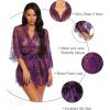 imageRSLOVE Womens Lace Kimono Robe Sexy Babydoll Lingerie Mesh NightgownPurple