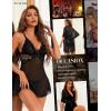 imageWomen Sexy Lingerie Set 3 Piece Babydoll ampamp Lace Kimono Robe Strap Chemise Nightgown Mesh SleepwearBlack
